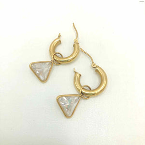 Clear 14K Gold Crystal Hoop w/drop 14k-Earring