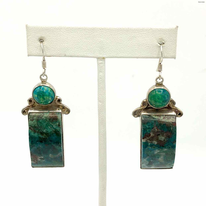 Green Sterling Silver Chrysocolla ss Earrings