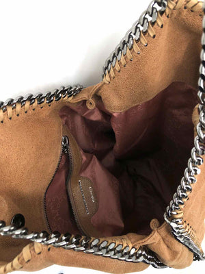 STELLA MCCARTNEY Tan Gunmetal Suede AS IS - hole Chain Trim Shoulder Bag Purse