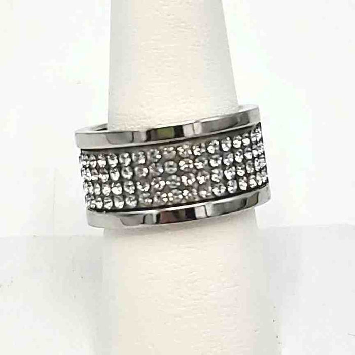 DYRBERG/KERN Crystal Stainless Steel Ring Sz 9