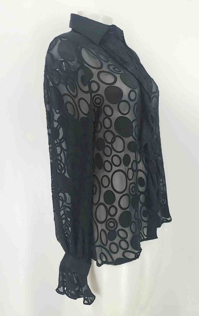 ANNE FONTAINE Black Silk Blend Sheer Blouse Size 40 (MED) Top