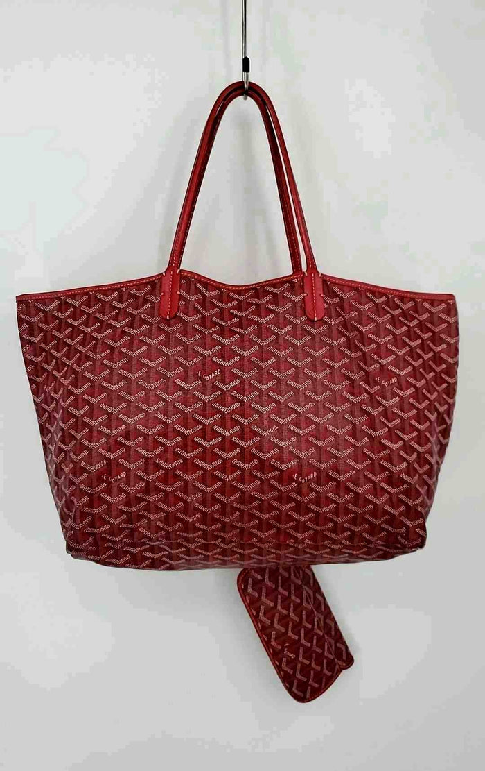 GOYARD Red White Multi Coated Canvas as is - well loved Print Tote Purse