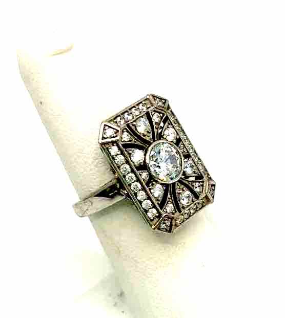 Sterling Silver Cubic Zircon Art Deco SZ 6 Ring SS