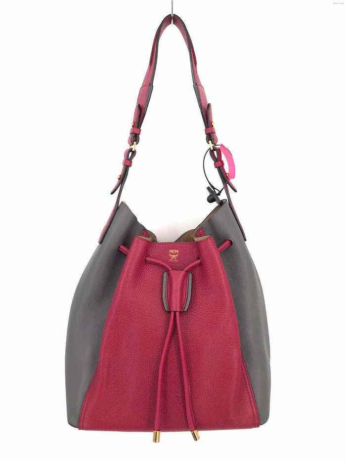 MCM Berry Gray Pebbled Leather Hobo 10 in 5" 10.5" Purse