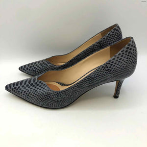 M. GEMI Gray Black Leather Italian Made 2.5" Heel Pump Shoes