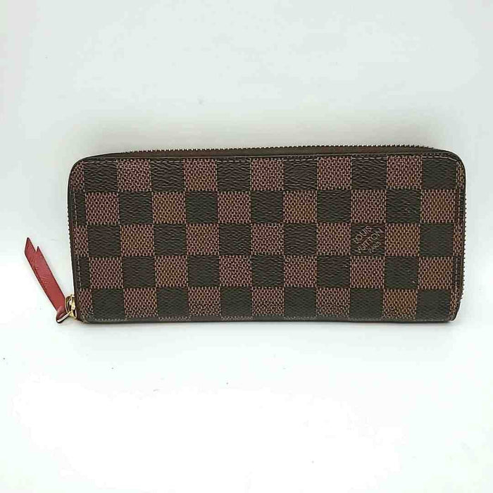 LOUIS VUITTON Brown Red Trim Coated Canvas Pre Loved AS IS Damier 7.9" Wallet