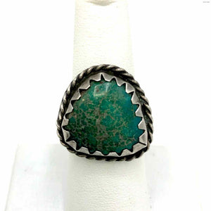 Green Sterling Silver Native American SZ 7 Ring SS