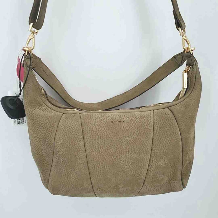 HAMMITT Lt Olive Gold Suede Leather Studded Hobo w/Long Strap Purse