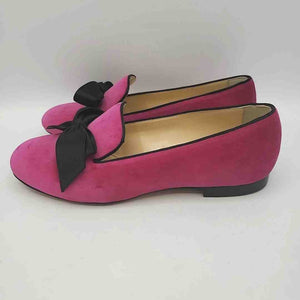 CHRISTIAN LOUBOUTIN Hot Pink Black Velvet Made in Italy Oxford Flat Shoes