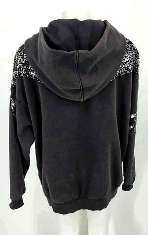 WE THE FREE by FREE PEOPLE Black Silvertone Beaded Hoodie Jacket