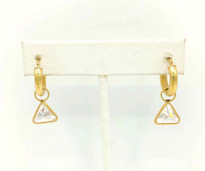 Clear 14K Gold Crystal Hoop w/drop 14k-Earring