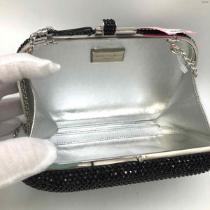 JUDITH LEIBER Black Silver Crystal Pre Loved Purse