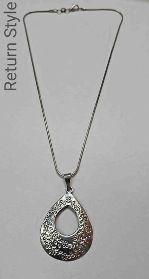 Sterling Silver Stamped Teardrop 16" SS Pend on Chain