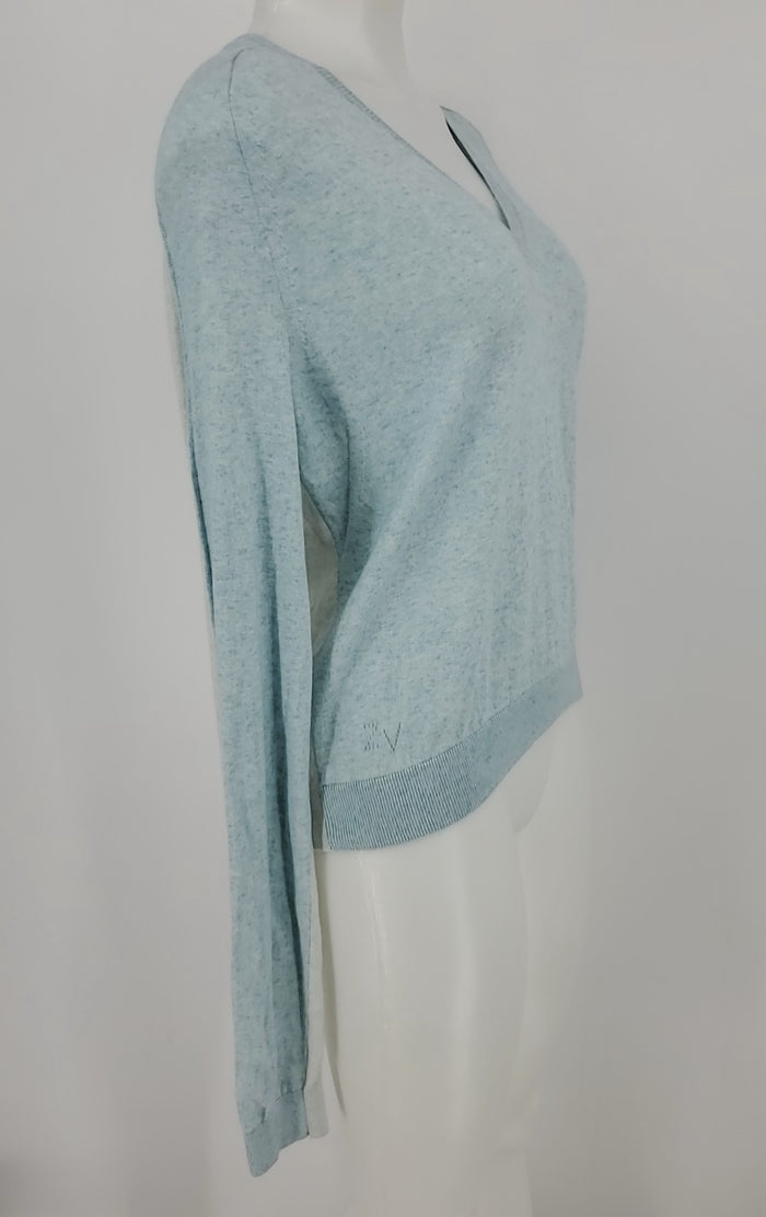 ZADIG & VOLTAIRE Mint Green Cotton & Cashmere Heather V-Neck Sweater