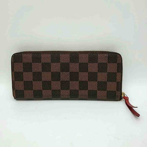 LOUIS VUITTON Brown Red Trim Coated Canvas Pre Loved AS IS Damier 7.9" Wallet