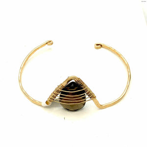 Brown Goldtone Wire Wrapped Cuff Bracelet