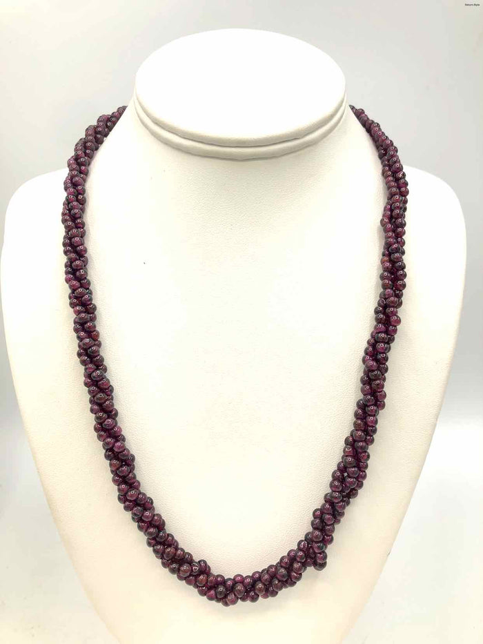 14K Gold Garnet 3 Strand 22" 14k-Necklace