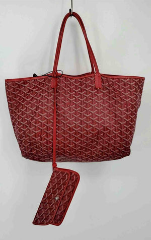 GOYARD Red White Multi Coated Canvas as is - well loved Print Tote Purse