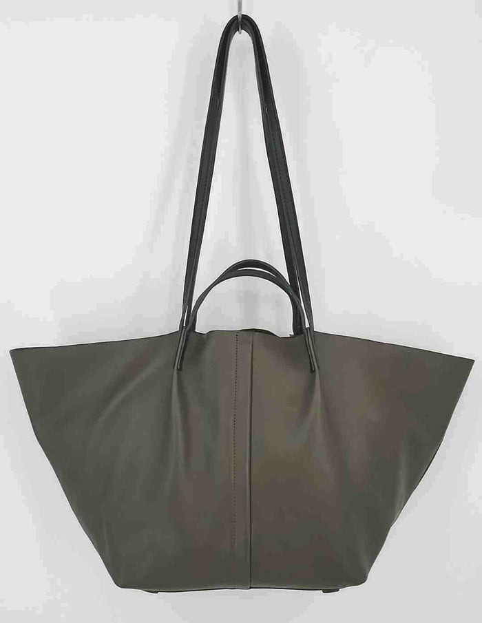 ALL SAINTS Olive Black Leather Pre Loved Tote Purse