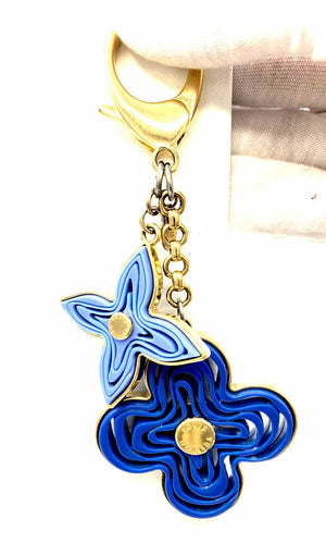 LOUIS VUITTON Goldtone Blue Acrylic Pre Loved Key Chain