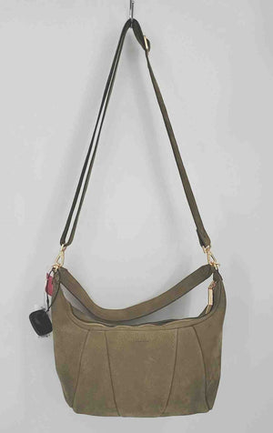 HAMMITT Lt Olive Gold Suede Leather Studded Hobo w/Long Strap Purse