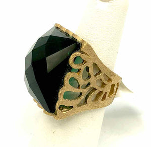 RIVKA FRIEDMAN Green Gold Plate Faceted Square Ring Sz 7