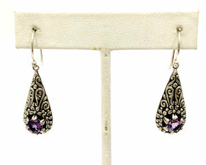 Silver Lavender Amethyst Pre Loved Teardrop ss Earrings