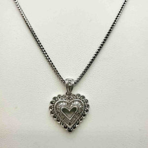 14k White Gold Diamond Heart 14k-Necklace