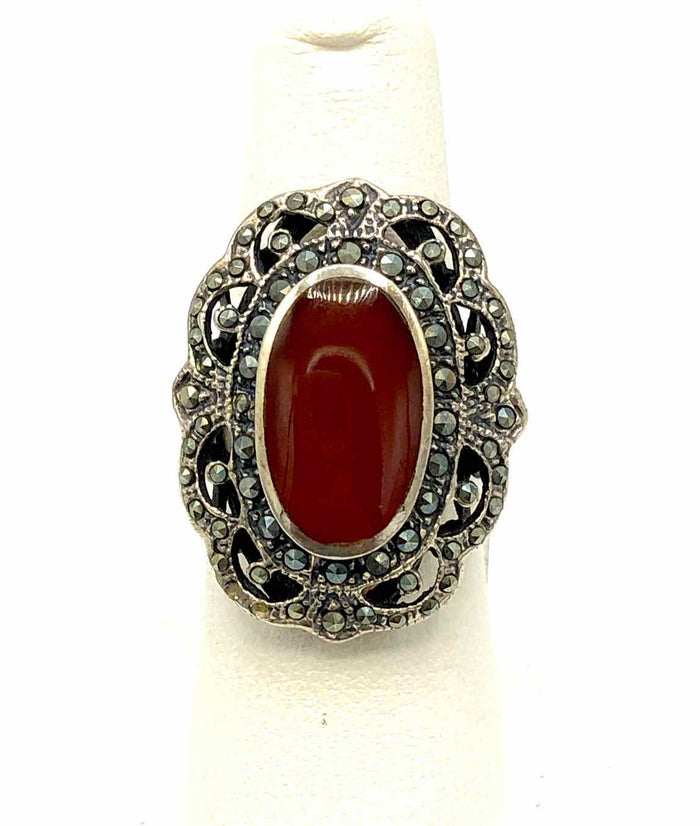 Sterling Silver carnelian Oval SZ 6 Ring SS