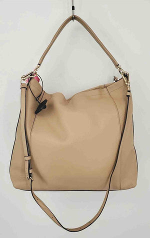 COACH Beige Pebbled Leather Pre Loved Shoulder Bag Purse