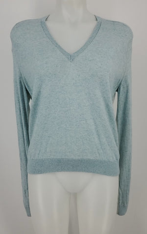 ZADIG & VOLTAIRE Mint Green Cotton & Cashmere Heather V-Neck Sweater