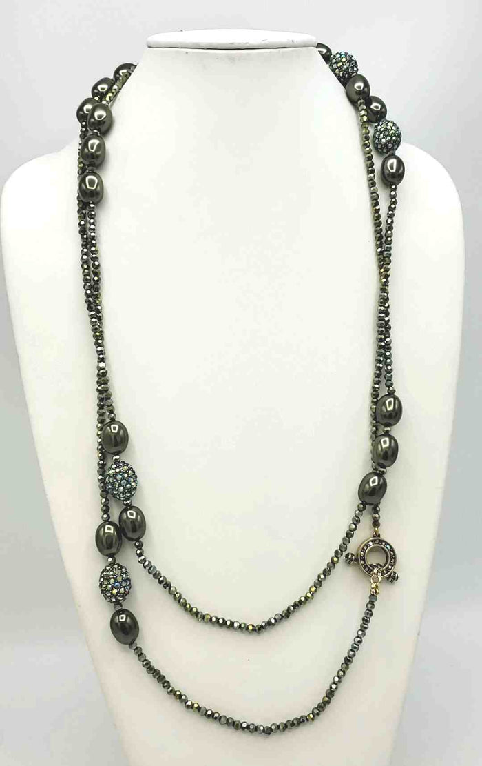 HEIDI DAUS Green Blue Multi Beaded Pre Loved sparkle 32" Necklace