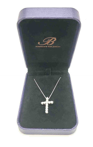 ROBERTO COIN 14k White Gold Diamond Cross 16" 14k-Necklace