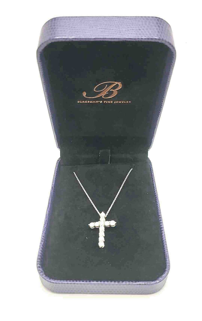 ROBERTO COIN 14k White Gold Diamond Cross 16" 14k-Necklace