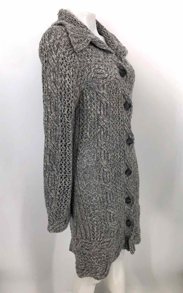 THE WRIGHTS Gray White Wool & Cashmere Speckled Long Cardigan Sweater