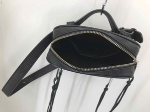 REBECCA MINKOFF Black Silver Leather Pre Loved Zipper Tassel 8" 2" 5" Fanny Pack