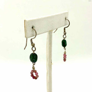 Pink Green Sterling Silver Tourmaline Beaded ss Earrings