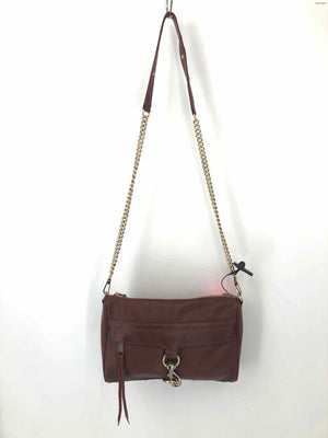 REBECCA MINKOFF Brown Gold Leather Chain Purse