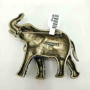 HEIDI DAUS Silvertone Pink Multi Crystal Enamel Pre Loved Elephant Brooch