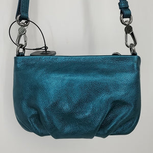 MARC BY MARC JACOBS Teal Gunmetal Pebbled Leather Shimmer Small Crossbody Purse