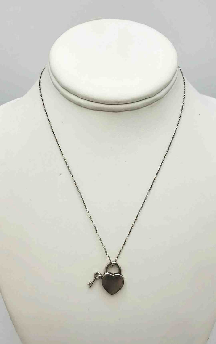 TIFFANY Silver Pre Loved Heart Key 16" ss Necklace