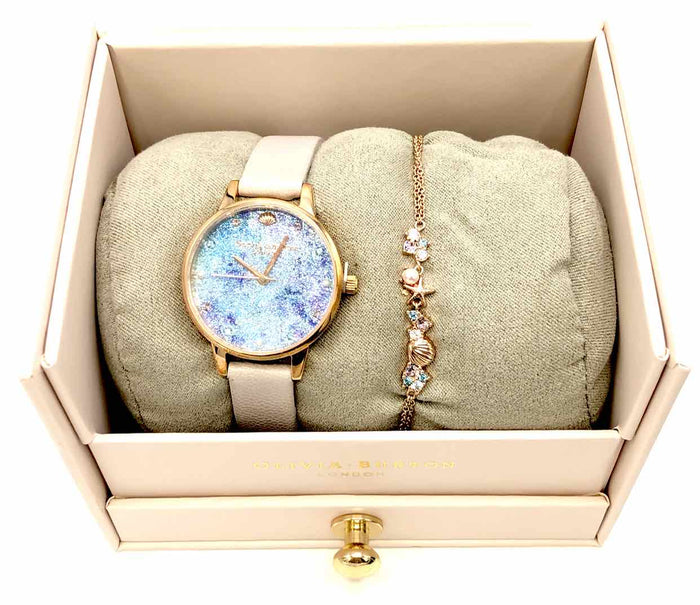 OLIVIA BURTON Blue Rose Gold Original Packaging Shell Watch