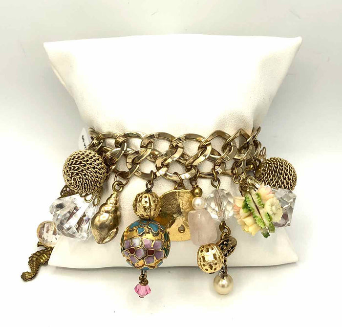 Goldtone Pink Multi Pre Loved charms Bracelet