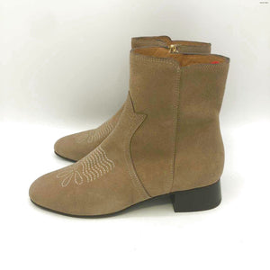 SEE BY CHLOE Beige Suede Leather Embroidered Ankle Boot Boots