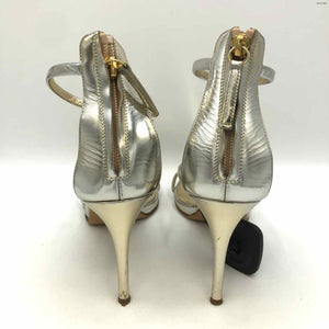 GIUSEPPE ZANOTTI Gold Leather Italian Made 4" Heel Shoes