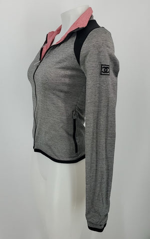 CHANEL Black & Red White Cotton Made in Italy Reversible Activewear Jacket