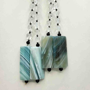 Pale Blue Aqua Quartz AGATE Multi-Strand Necklace