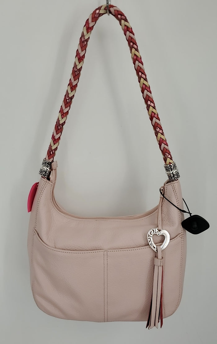 BRIGHTON Pink Silver Fuchsia Pebbled Leather Shoulder Bag Purse