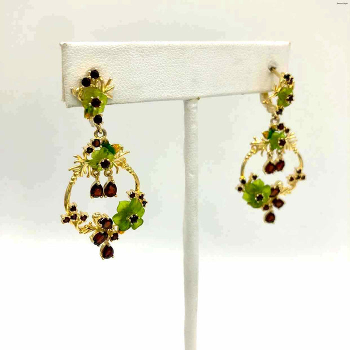 Red Green Gold Plate Sterling Silver ss Earrings