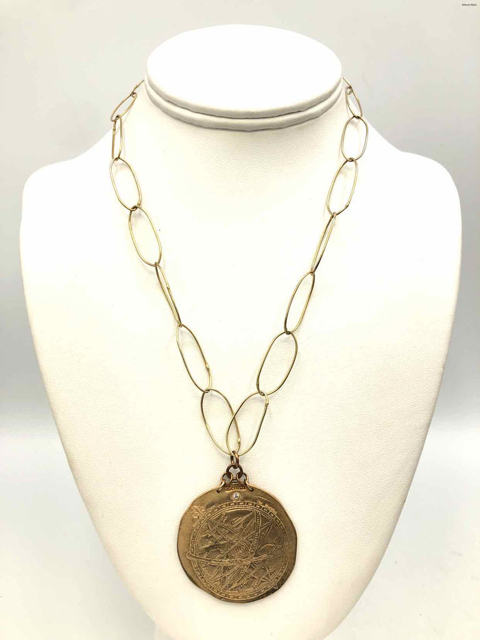 MODERN BRONZE Goldtone Medallion Necklace